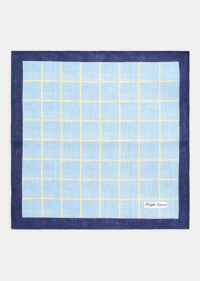 Lenço Quadrado Ralph Lauren Glen Plaid Linen Pocket Homem 51867-YDPV